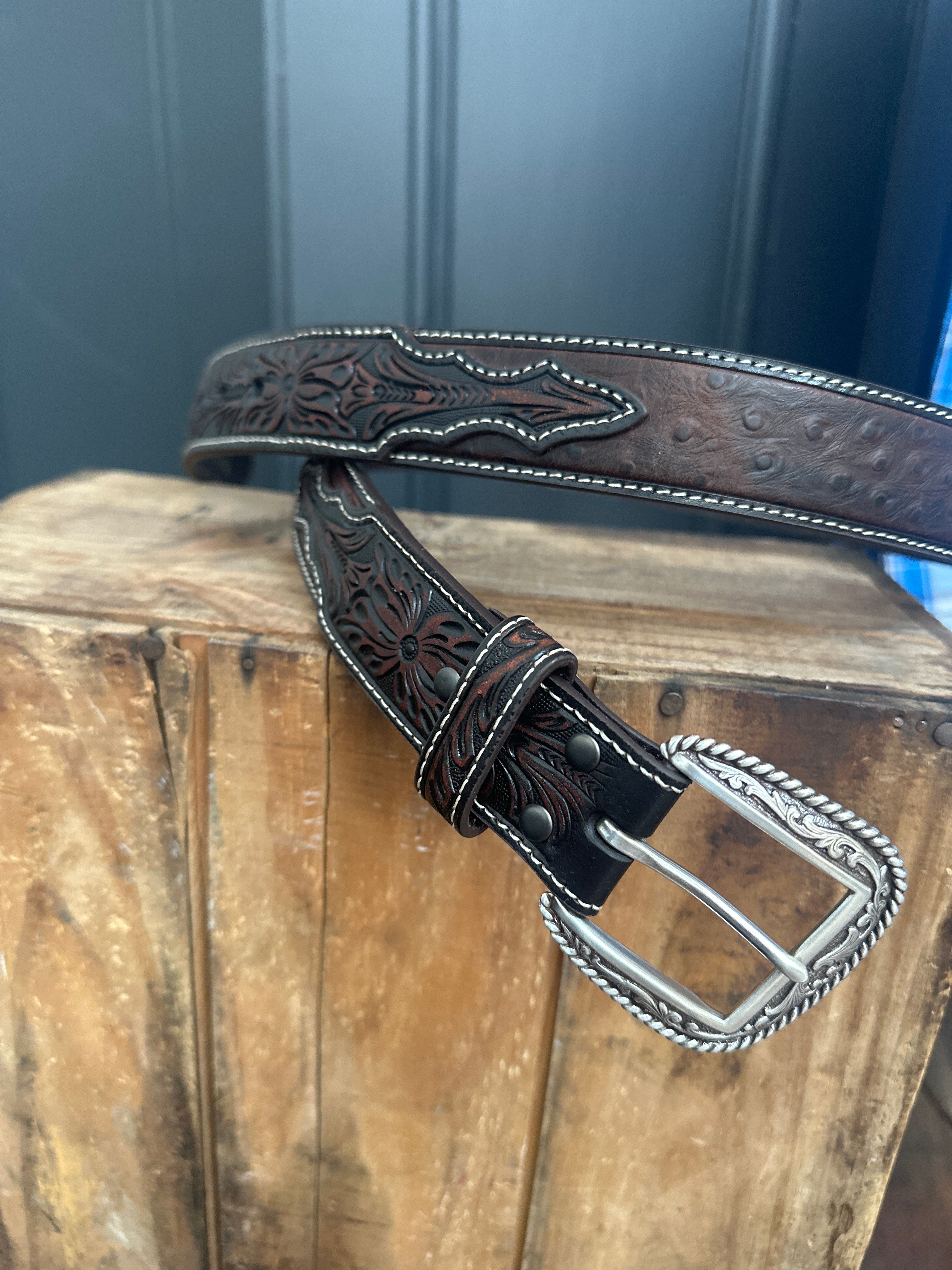 Ariat Two Tone Ostrich Belt