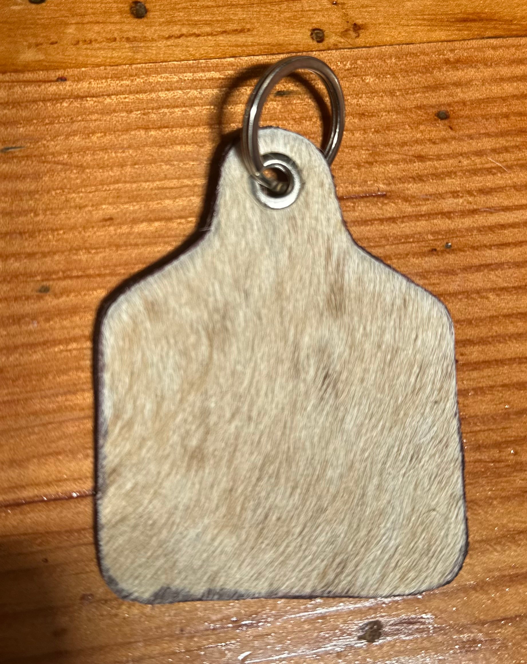 Cattle Tag Shaped Cowhide Key Rings