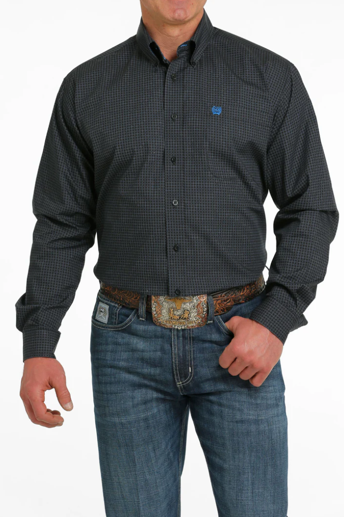 Cinch Navy Check Contrast Dress Shirt MTW1105515