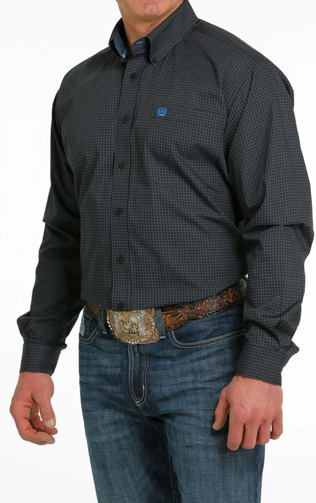 Cinch Navy Check Contrast Dress Shirt MTW1105515