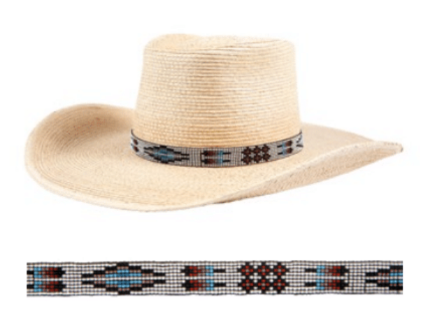 SUNBODY HATBAND CZECH BEAD STRETCH WHITE FEATHER DIAMOND