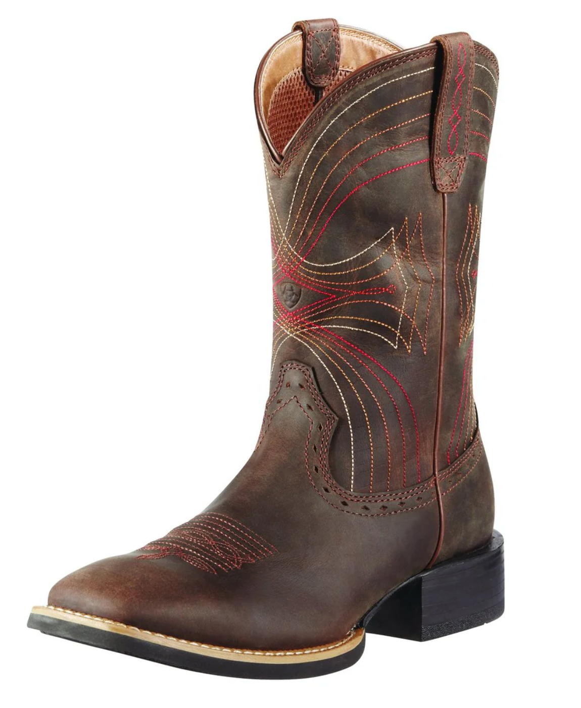 ARIAT SPORT WIDE SQ TOE DISTRESSED BROWN COWBOY BOOT