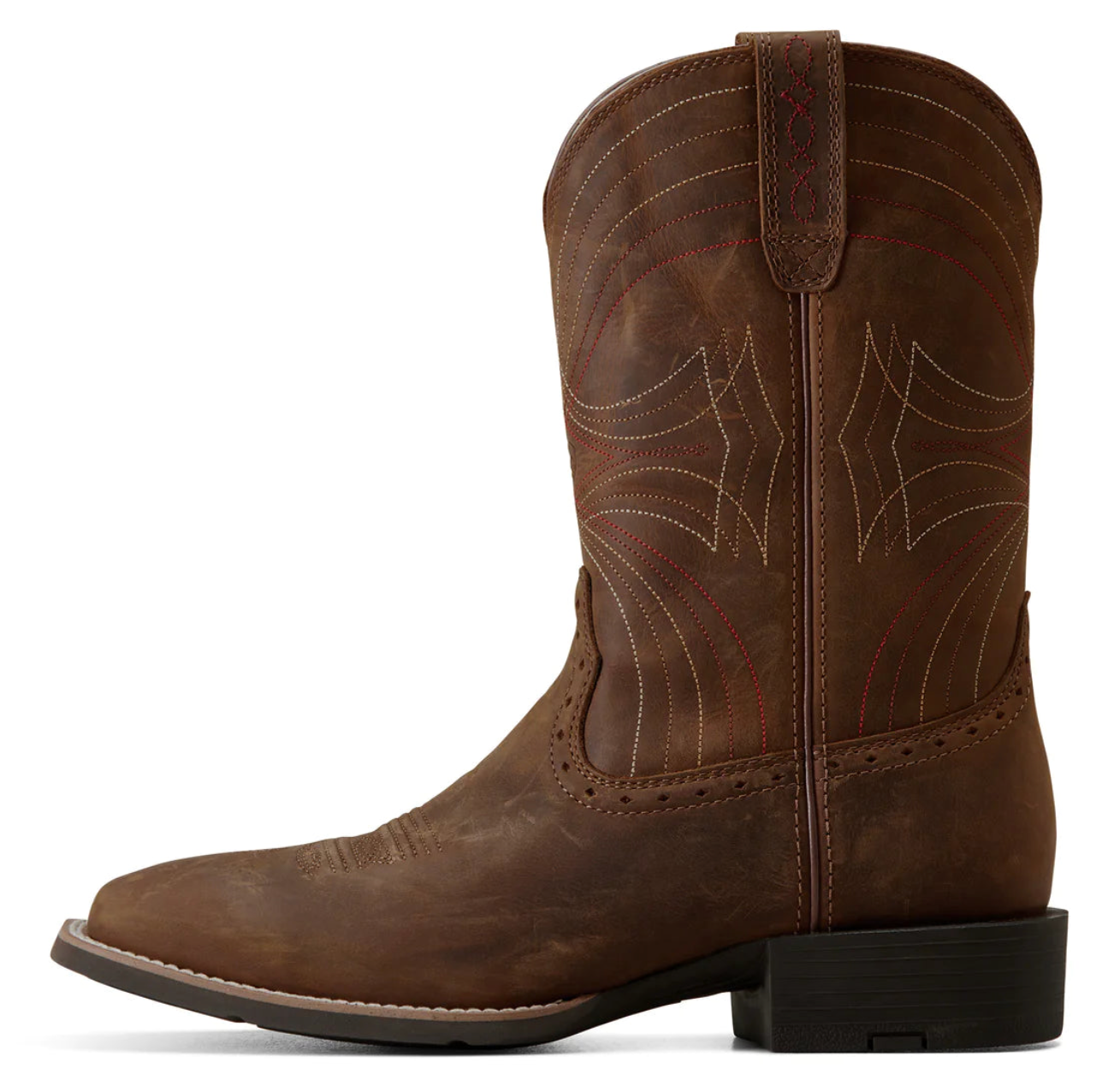 ARIAT SPORT WIDE SQ TOE DISTRESSED BROWN COWBOY BOOT