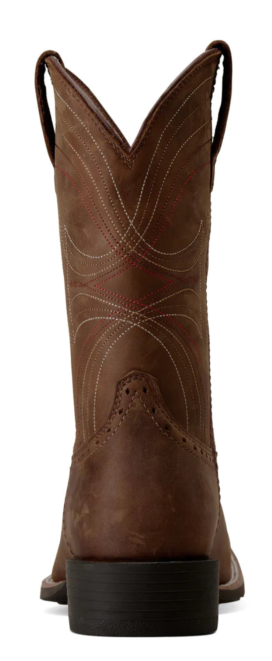 ARIAT SPORT WIDE SQ TOE DISTRESSED BROWN COWBOY BOOT