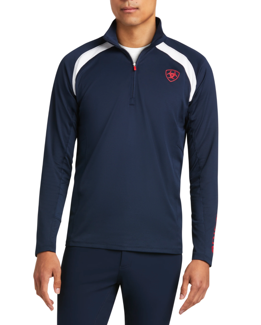 ARIAT SUNSTOPPER TEAM 1/4 ZIP BASELAYER TEAM LS POLO