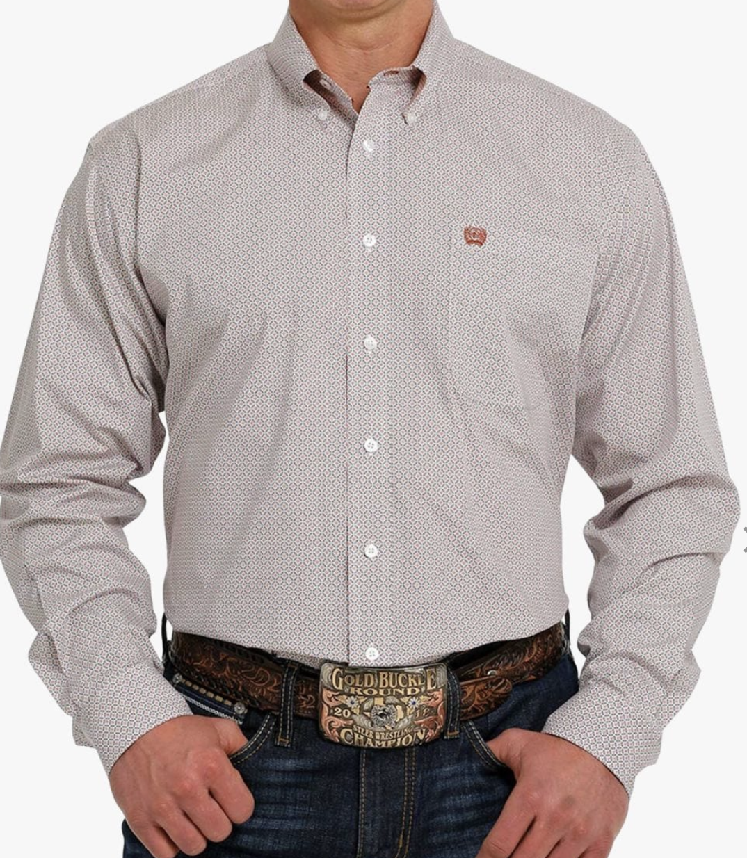 Cinch Blue & Orange Pattern Detail Shirt MTW1105502