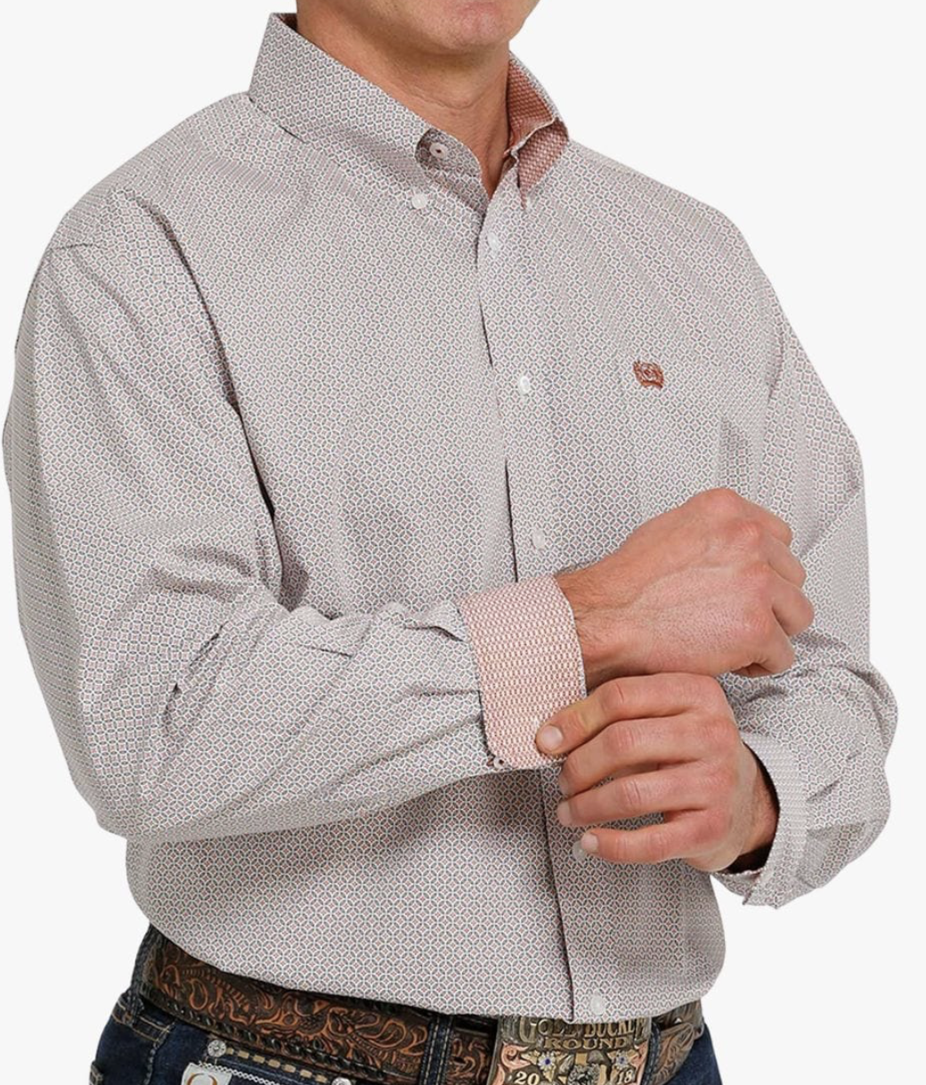 Cinch Blue & Orange Pattern Detail Shirt MTW1105502